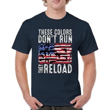 Imagem de Camiseta masculina These Colors Don't Run They Reload 2nd Amendment 2A Second Right American Flag Don't Tread on Me, Azul marinho, XXG