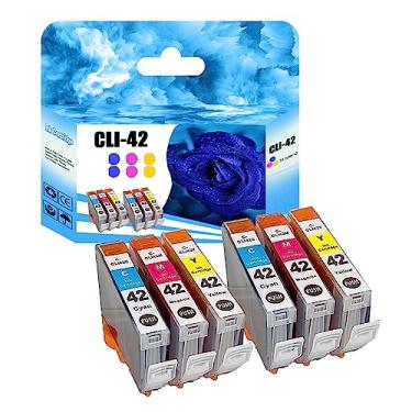 Imagem de Cartucho de tinta de substituição compatível com cartuchos de tinta Canon CLI-42, funciona para impressora Canon Pixma Pro 100 pacote com 3 BK (cor: 2 pacotes tricolores)