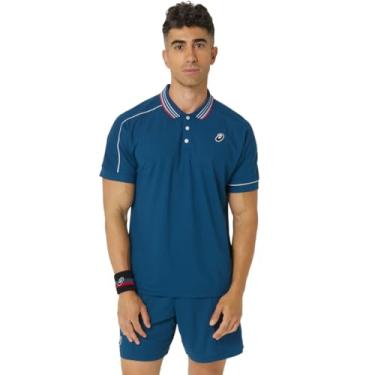 Imagem de ASICS Camisa polo clássica masculina, roupa de tênis, GG, azul MAKO