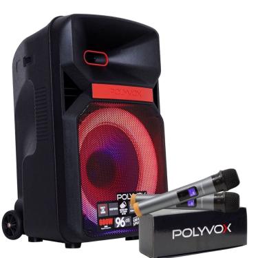 Imagem de Caixa De Som Amplificada Xc-812 Polyvox Bluetooth Usb 600w + 2 Microfones sem Fio Polyvox