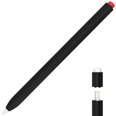 Imagem de AZF Estojo compatível com Apple Pencil, capa de caneta de duas cores combinando, capa protetora de silicone, sensação de silicone confortável (preto)