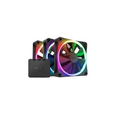 Imagem de Kit Com 3 Ventoinhas NZXT, 120mm, RGB, Preto - RF-R12TF-B1