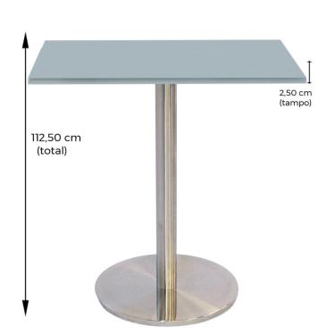Imagem de Mesa Bistrô Beta 112,50 cm (Alt) Disco Redondo Tampo MDP Quadrado 60 cm (Larg) x 2,50 cm (Alt) Cinza