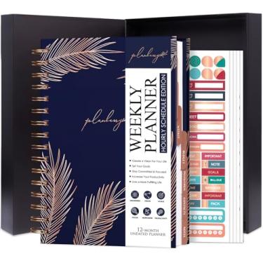 Imagem de PLANBERRY Agenda horária Premium – Organizador semanal sem data com horários e orçamento mensal – Gerenciamento de tempo, definição de metas, lista de tarefas e rastreador de hábitos – 16,9 cm x 21,5
