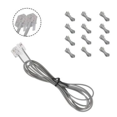 Imagem de Cabo Fio Telefonico RJ11 1M e 60cm Kit 50 uni Fax Telefone Fixo Extens