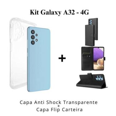 Imagem de Capa Capinha Transparente + Capa Carteira Para Samsung Galaxy A32 4G -