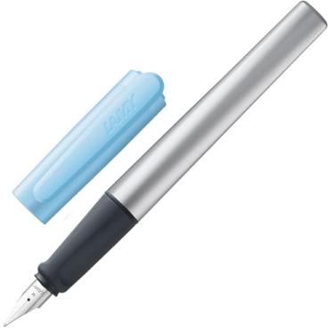 Imagem de LAMY nexx azure – Caneta tinteiro com grip antiderrapante e pena de aço polido tamanho M - corpo triangular em alumínio - incluindo cartucho LAMY T 10 azul