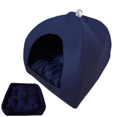 Imagem de Cama Pet 2x1 Casinha Cabana Toca Iglu Almofada Cães Gato G - MULTIFLEX