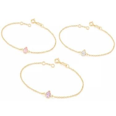Imagem de Pulseira banhado ouro 3x 24k 18k e 22k feminina com pingentes berloque