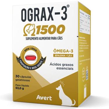 Imagem de Ograx 3 1500mg Avert 30 Cápsulas Ômega 3 para Cachorro Gato