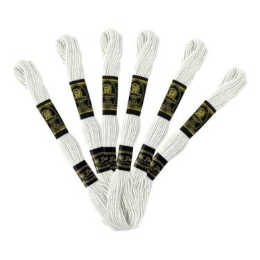 Imagem de Kit 6 Meadas Linha De Bordar Bordado Manual Ponto Cruz - ADB, Branco