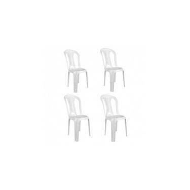 Imagem de Kit Com 4 Cadeira Plástico Bistro Bela Vista Branca - Mor