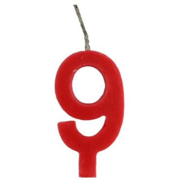 Imagem de Vela Festa Aniversário 8cm Vermelho Número 9 Com 1 Unidade - Festhamir