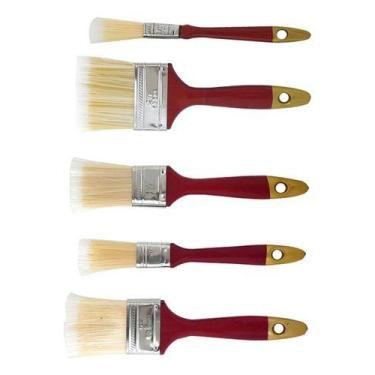 Imagem de Kit 5 Pincel Trincha Branca Pintura Tinta Verniz Madeira Pro - Western