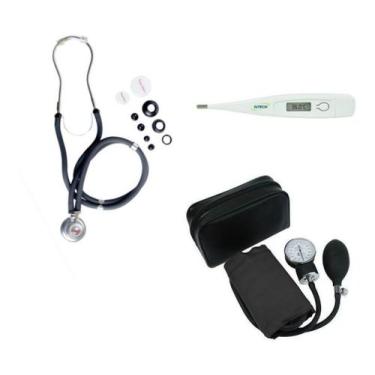 Imagem de Kit Medidor De Pressão Esfigmomanometro + Esteto Termometro - Premium,