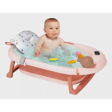 Imagem de Banheira Com Termômetro Digital Para Bebê Com Almofada De Banho Flutua