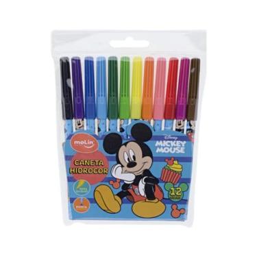 Imagem de Canetinha Mickey Mouse Hidrocor Molin Escolar 12 Cores - Molin do Bras