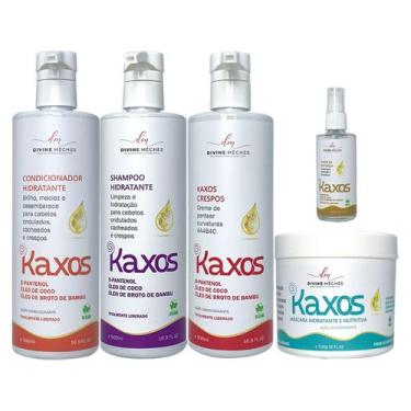 Imagem de Kit Divine Mèches Kaxos Shampoo Condicionador Creme Crespos Óleo Másca