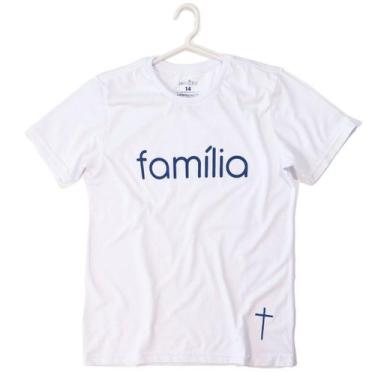 Imagem de Camiseta de Algodão Família Santo Deus Branca, Branca marinho