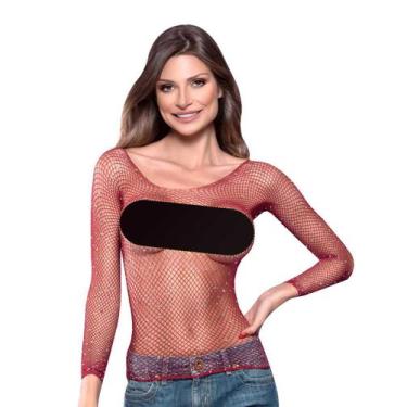 Imagem de Cropped Arrastão Strass Manga Longa Blusinha com Brilhos - Y.Lingerie,