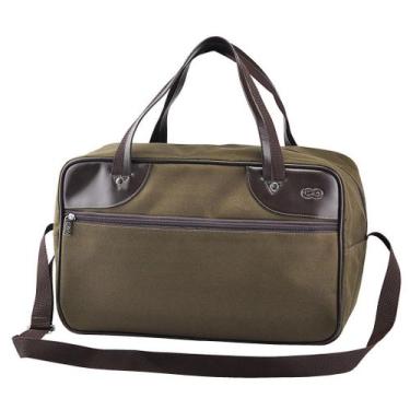 Imagem de Bolsa / Mala de Viagem BÉRGAMO em Nylon com Couro Galvani, Marrom café