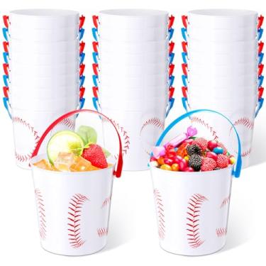 Imagem de Mifoci Balde de beisebol pequeno de plástico com alças 1000 ml Balde de guloseimas de beisebol versátil Balde de gelo de beisebol a granel para vinho, bebida, beisebol, festa, bar, álcool, cerveja,