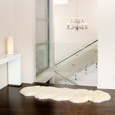 Imagem de Tapete de área de lã de pele de carneiro hipoalergênico antiderrapante com pilha de 6,35 cm de espessura natural e exuberante, Tradicional, Natural, 2 ft x 6 ft, 1