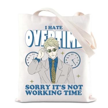Imagem de ENSIANTH Sacola inspirada na JJK I hate Overtime Anime Lover Gift Sorcerer Curse Fighter Japonês Anime Fan Shopping Bag, Bolsa de horas extras, Large