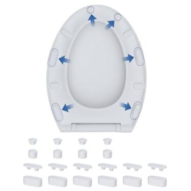 Imagem de Hibbent 10 peças de pára-choques de assento de vaso sanitário para bidê, amortecedores de assento de vaso sanitário forte adesivo para uso com acessório de bidê, amortecedores de borracha com tampa de