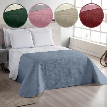 Imagem de Cobre Leito Colcha de Cama Casal Padrão Avulso Dupla Face Matelado FOL