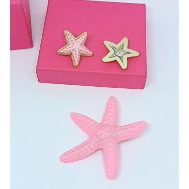 Imagem de Kit Conjunto Par de Brincos estrela do Mar Resina colorido + Presilha de Cabelo bico de pato Prendedor Moda Praia Verão