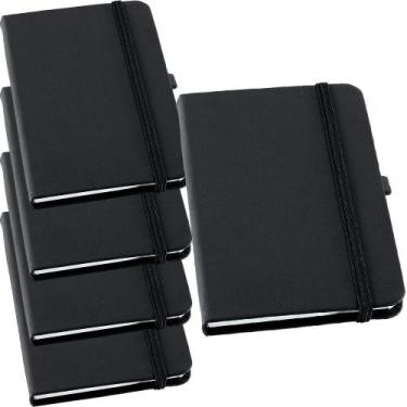 Imagem de Kit 5x Caderneta de Anotações 9x14cm 80 Fls Pautadas Preto - TopGet