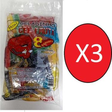 Imagem de Kit 3 Fardos Geladinho Sacolé Mini Gel Fruta c/ 50x28ml=150u - Lynx