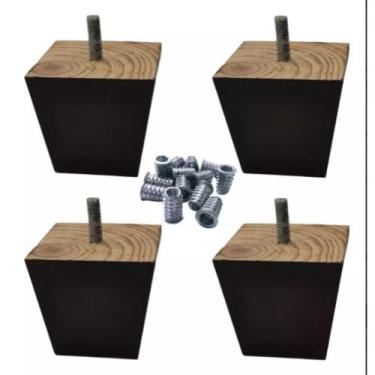 Imagem de Kit 4 Pé Trapézio 9cm Madeira Mel Para Puff - RGM STORE, Tabaco