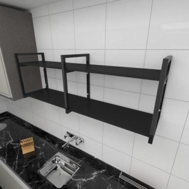 Imagem de Prateleira industrial para cozinha aço cor preto prateleiras 30 cm cor