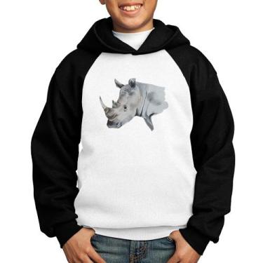 Imagem de Moletom Infantil Rinoceronte - Foca na Moda, Branco, Preto, 12