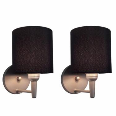 Imagem de Kit/2 Arandela Cilíndrica Md-2009 Base Cinza Cúpula em Tecido 14x15cm 