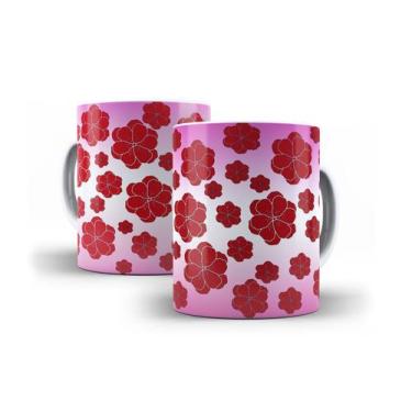 Imagem de Xícara Branca Porcelana Decorada Degradê Rosa Branco + Caixinha - RYLL