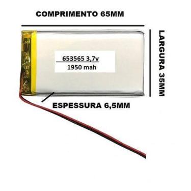 Imagem de Bateria 653565 C/ 1950mah 6,5mmx35mmx65mm 2 Fios 3,7v - KMIG
