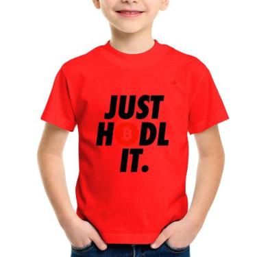 Imagem de Camiseta Infantil Just hodl it - Foca na Moda, Vermelho, 10