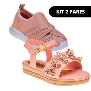 Imagem de Kit 2 Pares Sapatilha Tênis Infantil Sapatenis Feminino Menina Escolar