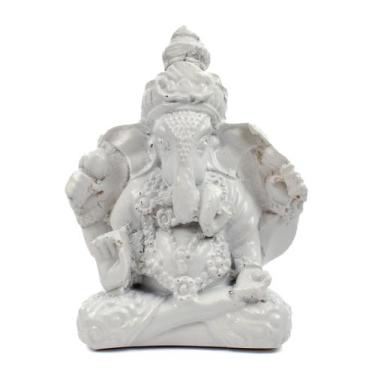 Imagem de Escultura Ganesh Meditando Indiano 6 cm Branco em Resina - Lua Mística