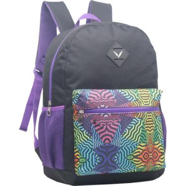 Imagem de Mochila Juvenil Feminina Varias Estampas Yepp  MF8159, Preto, Roxo
