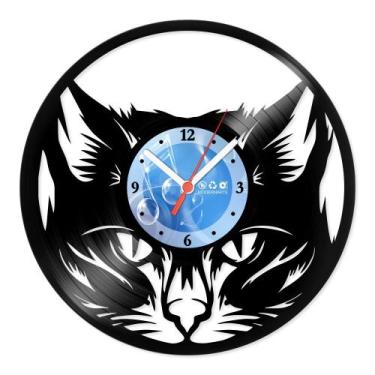 Imagem de Relógio De Parede Disco Vinil Animais - Cara de Gato - VAN-034 - Moder