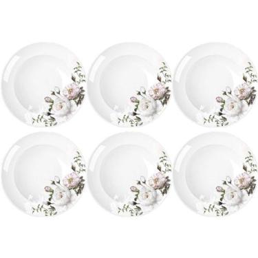 Imagem de Jogo 6 Pratos de Porcelana com Estampa Floral Germer Fundos Redondos 2