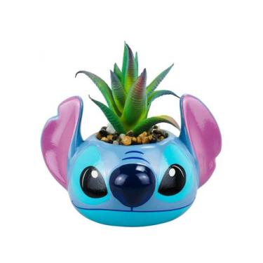 Imagem de Enfeite Vaso Porcelana Rosto Stitch 13x13cm Disney - Taimes