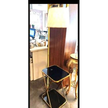 Imagem de Luminaria de Chão Mesinha e Carregador Metal Dourado - LUXdécor