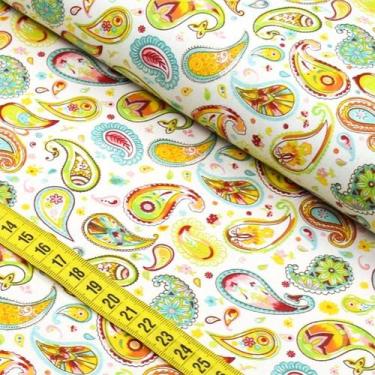 Imagem de Tecido Estampado para Patchwork - Butterfly : Cashmere Amarelo (0,50X1