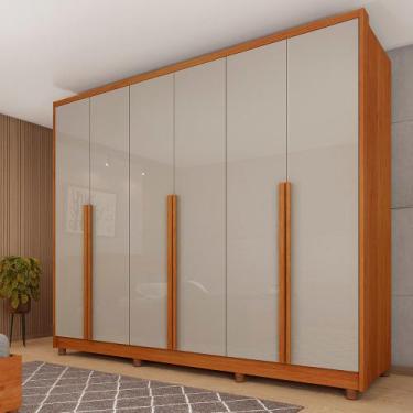 Imagem de Roupeiro Realeza 6 Portas 6 Gavetas e Pés Inclusos Tcil, Cinamomo/Off 