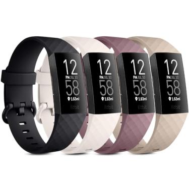 Imagem de Vancle Pulseiras para Fitbit Charge 4/3 [pacote com 4] – Pulseiras esportivas de substituição macias clássicas para Fitbit Charge 4/3, monitor de fitness e saúde – para mulheres e homens